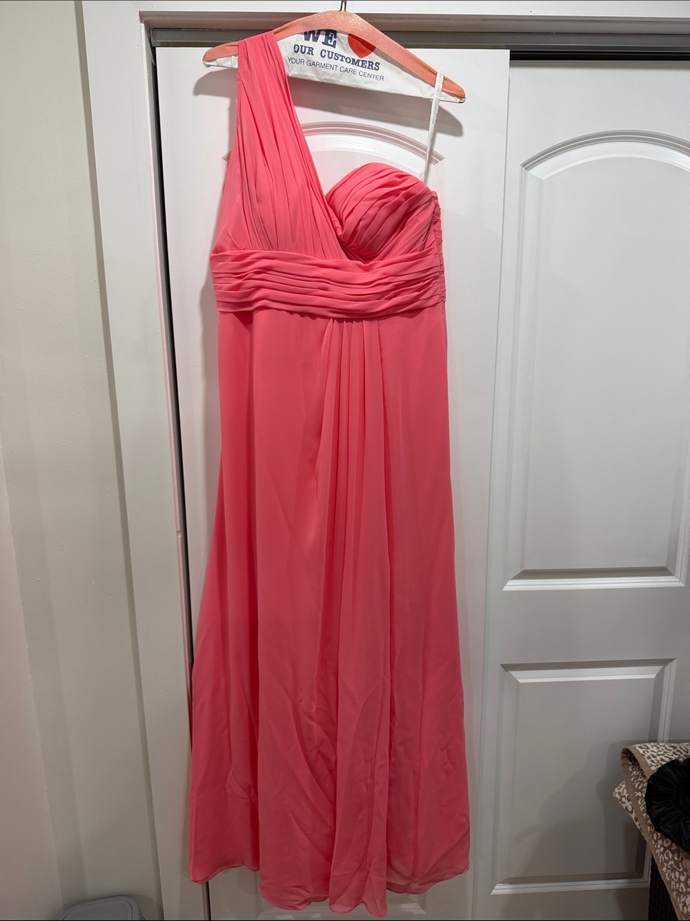 Bill Levkoff One-Shoulder Coral Dress